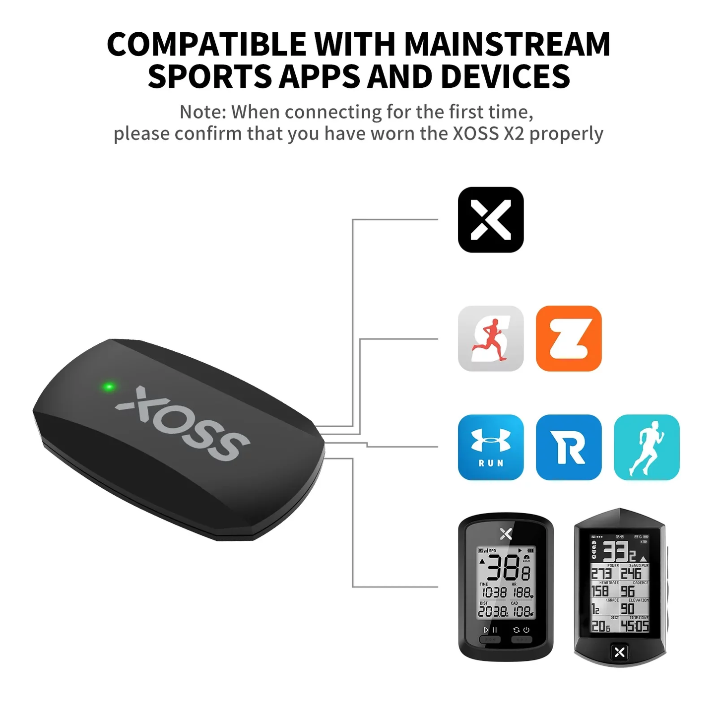 XOSS X2 Heart Rate Monitor Chest Strap BT/Ant+