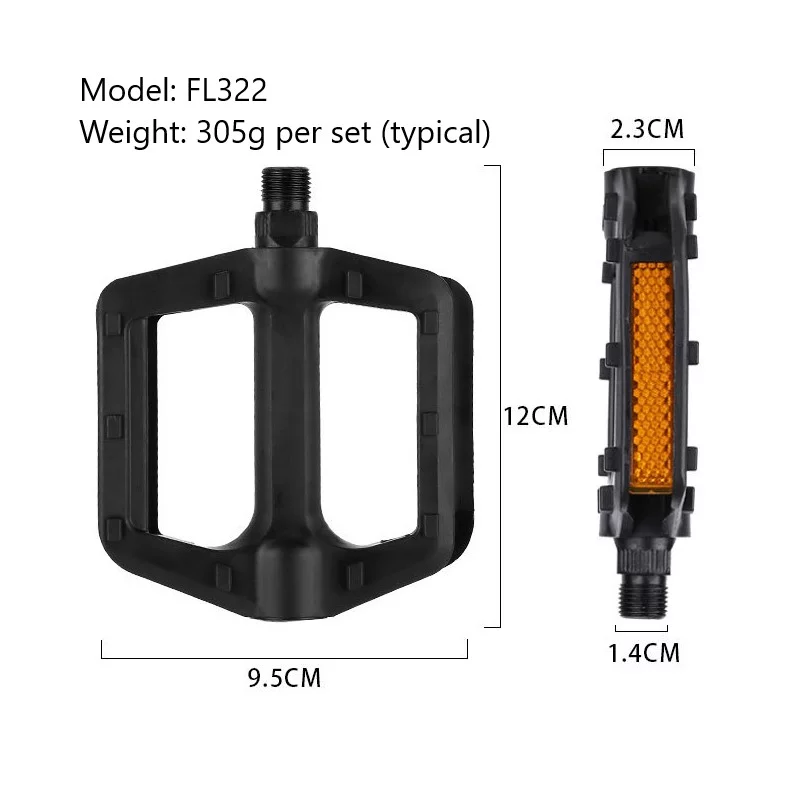 Fluir Essential Bicycle Platform Pedal 9/16″ Plastic Set