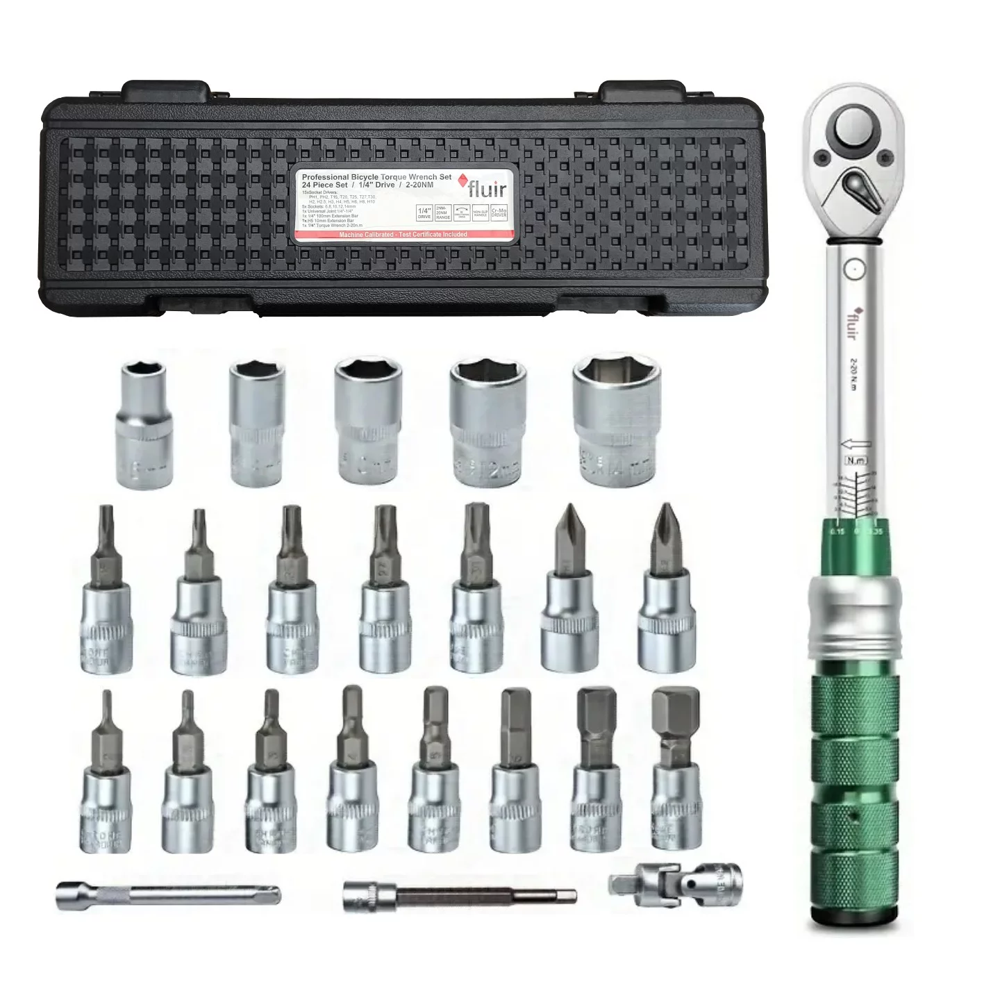 Workshop Torque Wrench Set 1/4" 24pc 2-20Nm
