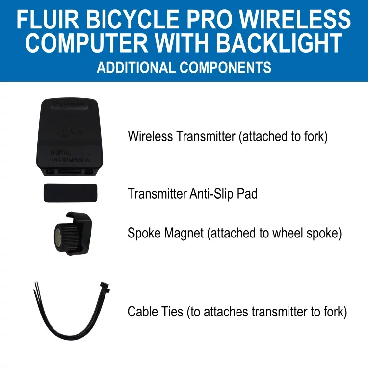 Bicycle Pro Wireless Computer Backlight & Out front Mount