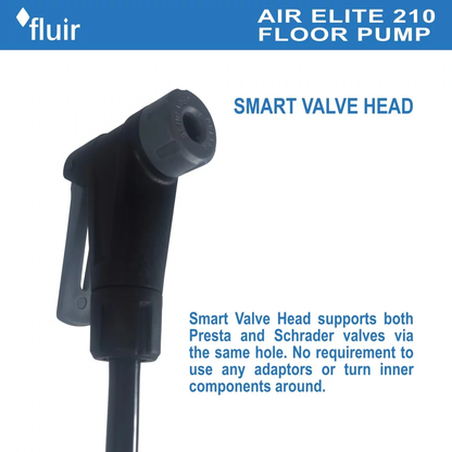 Fluir Bicycle Air Elite 210 Floor Pump with Smart Nozzle and Gauge
