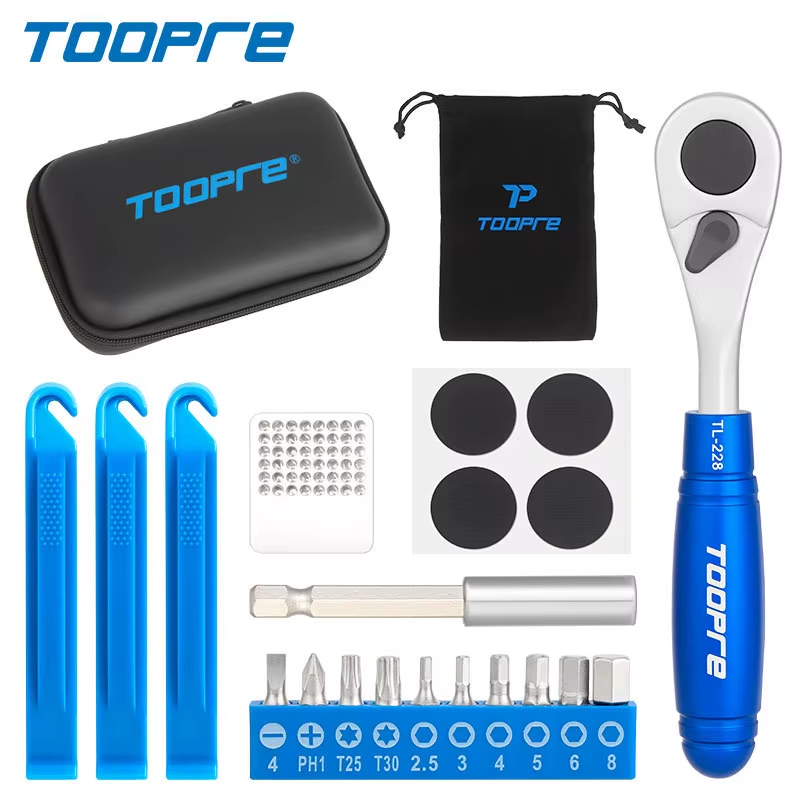 Toopre Bicycle Portable Repair Kit with Multifuctional Ratchet Wrench & Case