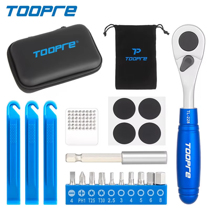 Toopre Bicycle Portable Repair Kit with Multifuctional Ratchet Wrench & Case