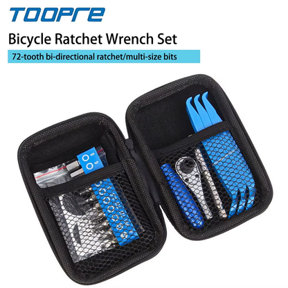 Toopre Bicycle Portable Repair Kit with Multifuctional Ratchet Wrench & Case