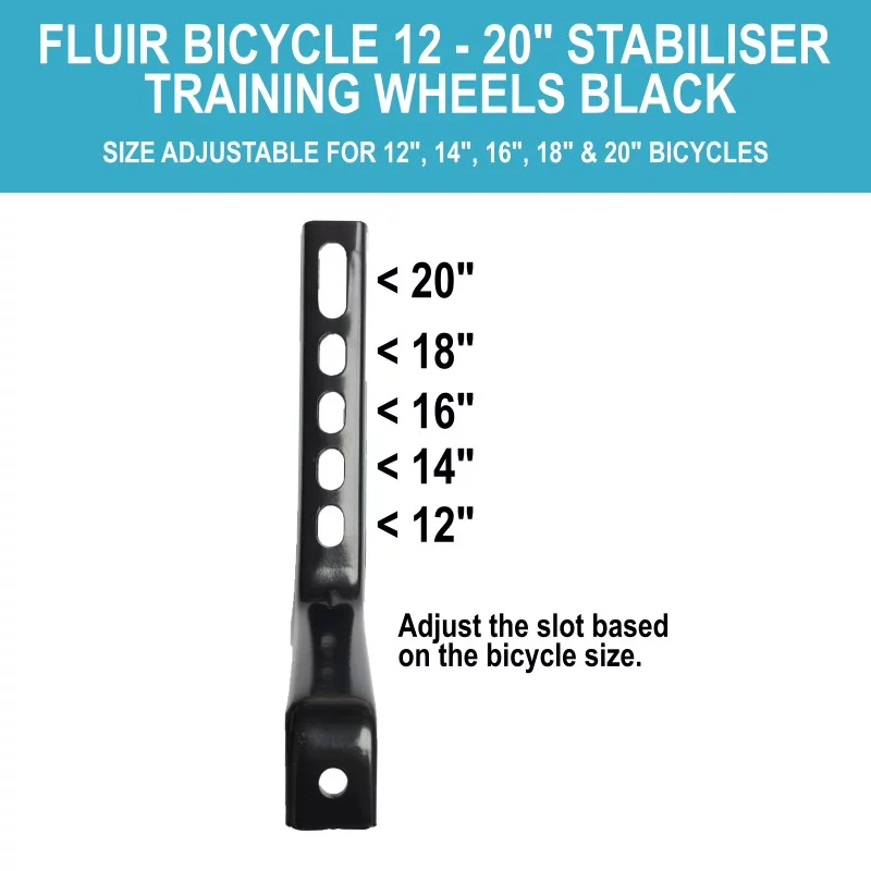 Fluir Training Wheels 12 to 20inch Black