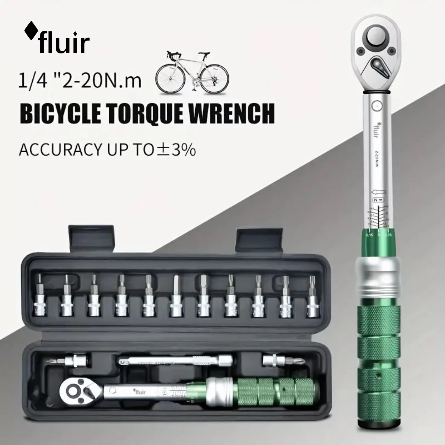 Workshop Torque Wrench Set 15pc 1/4inch 2-20Nm